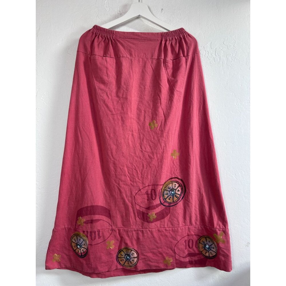 RARE Blue Fish Womens 1998 Scrabble Skirt Games Cerise Sz 2 Pink Organic Cotton